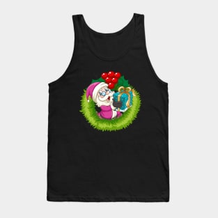 Retro Vintage Pink Santa Claus Pink Christmas Design Tank Top